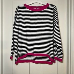 Wiholl Women’s Sweater Dressy Casual Long Sleeve Round Neck Size Xl Black Pink